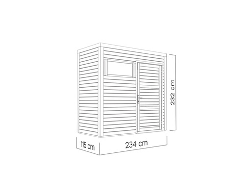 Image d''une cabane de jardin mesurant 234 x 115 x 232 centimètres