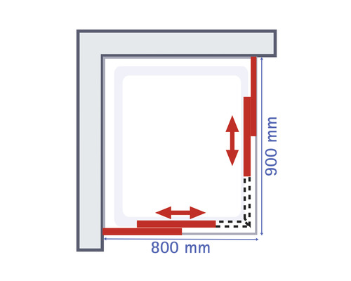 Eckeinstieg ExpressPlus Schulte Kristall/Trend 80 cm Klarglas chromoptik