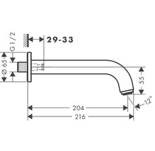Schéma technique d''un robinet avec indications de mesure