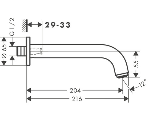 Schéma technique d''un robinet avec indications de mesure