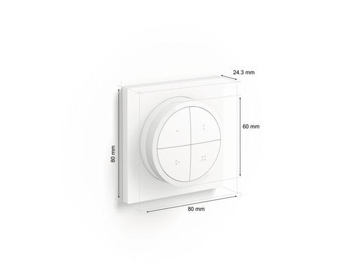 Dimensions d''un interrupteur Smart Home rond blanc