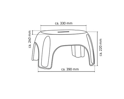 Abbildung eines Kinderhockers mit Maßangaben
