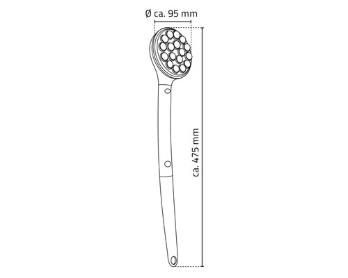 Illustration d''une brosse d''une longueur d''environ 475 mm et d''un diamètre d''environ 95 mm.