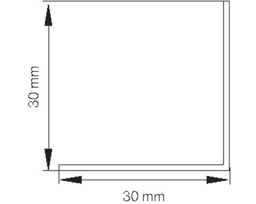 Dessin technique profilé d''angle avec longueur de côté de 30 mm