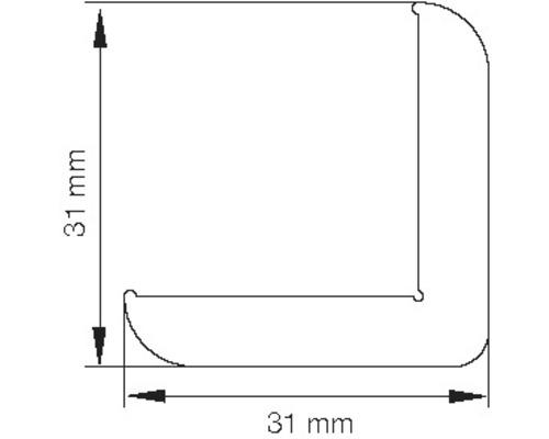 Profilé d''angle avec des dimensions de 31 x 31 millimètres