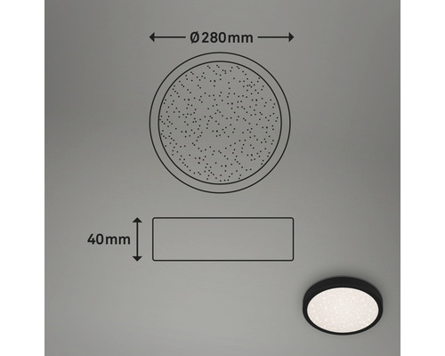 Schéma technique d''un plafonnier d''un diamètre de 280 millimètres et d''une hauteur de 40 millimètres.