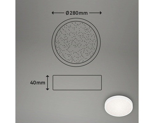 Schéma technique d''un plafonnier d''un diamètre de 280 millimètres et d''une hauteur de 40 millimètres.