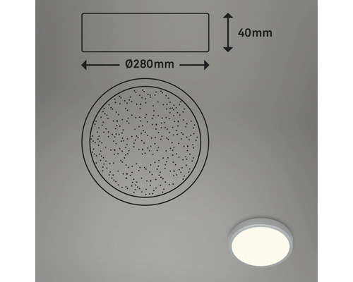 Schéma technique d''un plafonnier avec des dimensions de 280 millimètres de diamètre et 40 millimètres de hauteur.