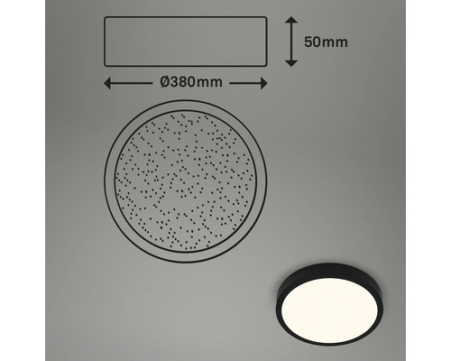 Image d''un plafonnier mesurant 380 millimètres de diamètre et 50 millimètres de haut