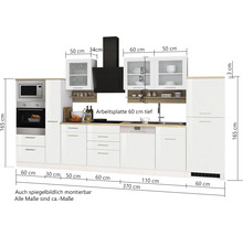 Cuisine complète non équipée Held Möbel Mailand blanc à haute brillance 370 cm sans appareils électriques