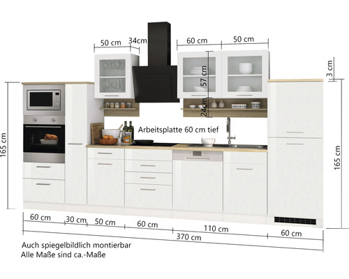 Cuisine équipée avec appareils électriques et dimensions