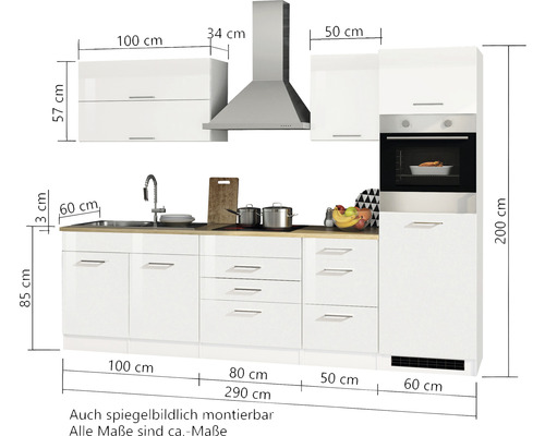 Cuisine intégrée avec dimensions