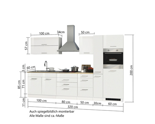 Cuisine équipée avec dimensions et four intégré