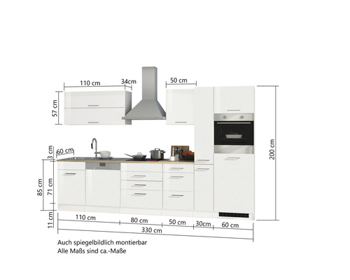 Cuisine blanche complète avec dimensions
