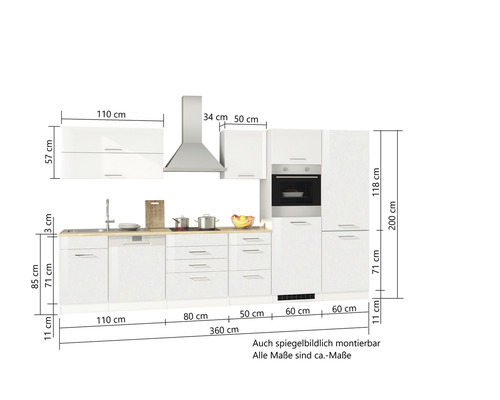 Cuisine équipée avec dimensions