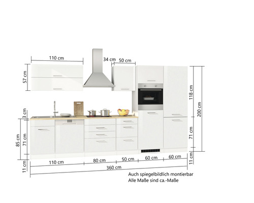 Cuisine équipée avec dimensions