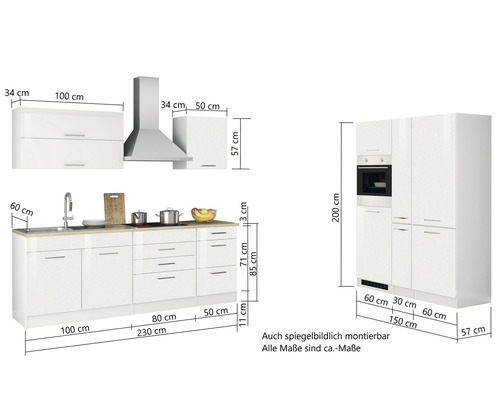 Küchenzeile mit Massen