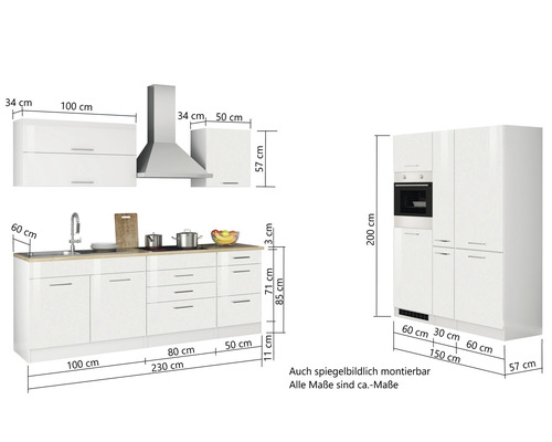 Cuisine équipée avec dimensions
