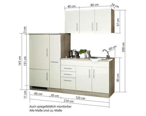 Cuisine équipée avec dimensions