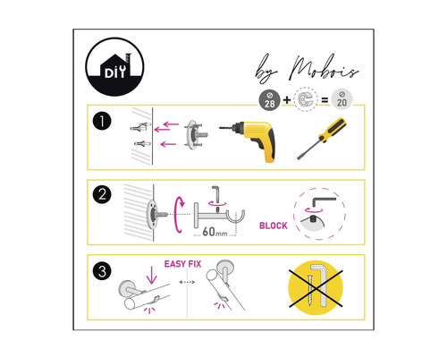 Instructions de montage pour le support de tringle à rideaux