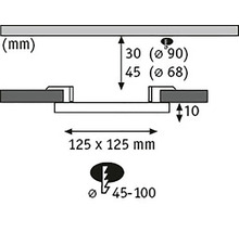 Dessin technique avec indications de dimensions en millimètres