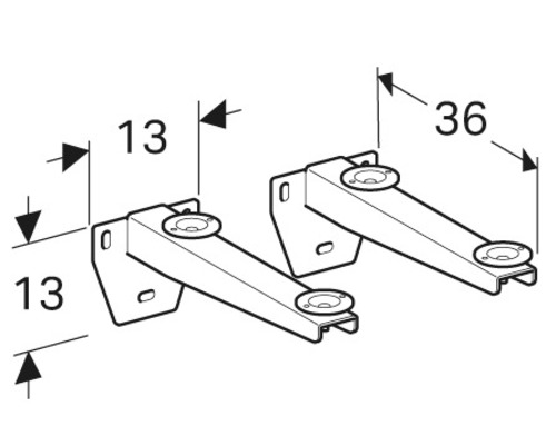 Zeichnung von zwei Konsolen mit Massangaben 13 und 36