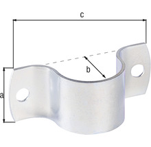 Image d''un collier de serrage avec les dimensions a, b et c.