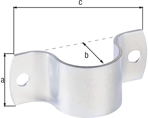 Image d''un collier de serrage avec les dimensions a, b et c.