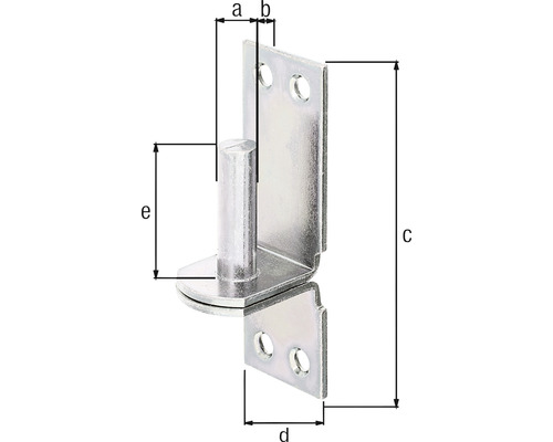 Anschweissband mit Maßen a, b, c, d, e