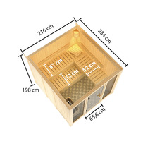 Sauna modulaire Karibu Laskaja avec poêle 9 kW et commande extérieure, sans couronne, avec porte entièrement vitrée coloris bronze