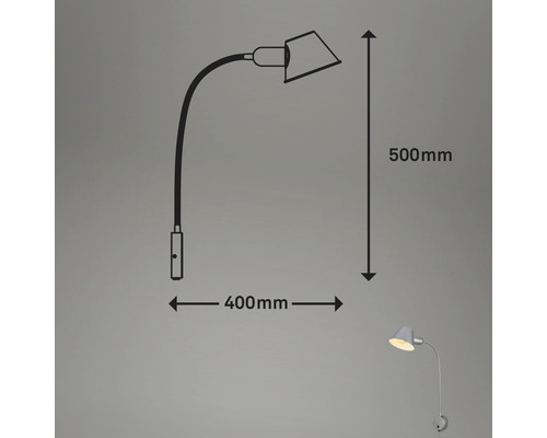 Abbildung einer Wandleuchte mit den Maßangaben 500 mm Höhe und 400 mm Ausladung