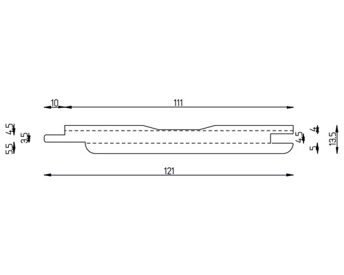 Dessin technique d''un profilé en bois avec indications de dimensions.