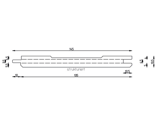 Dessin technique d''un profilé structuré avec indications de dimensions