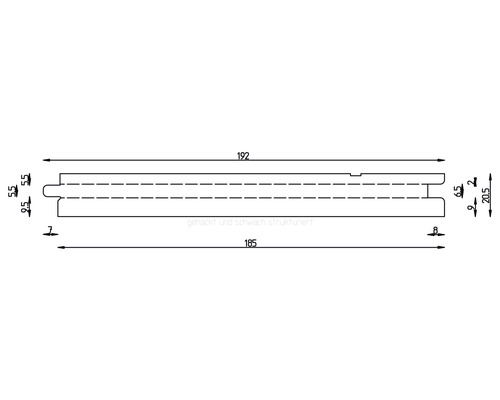 Dessin technique d''un bois profilé avec indications de dimensions