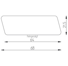 Abmessungen eines fein gesägten Werkstücks: 21,5 mm x 64 mm x 68 mm