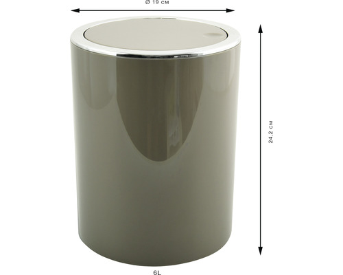 Poubelle à couvercle pivotant, capacité de 6 litres