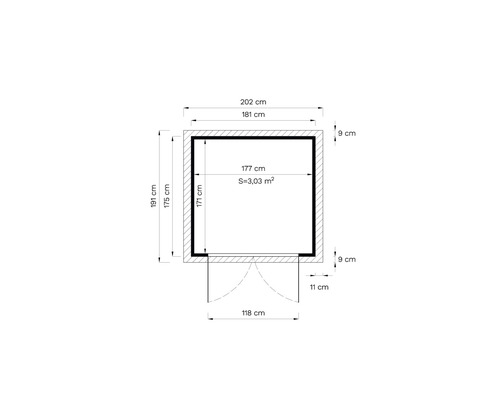 Plan d''un abri de jardin avec indications de mesure