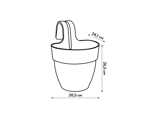 Dessin d''un pot de fleurs à suspendre avec dimensions