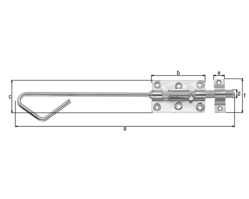 Verrou à tige avec indications de dimension