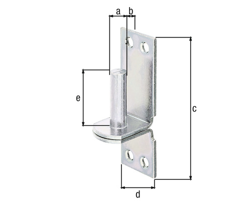 Metallwinkel mit Stift und Massangaben