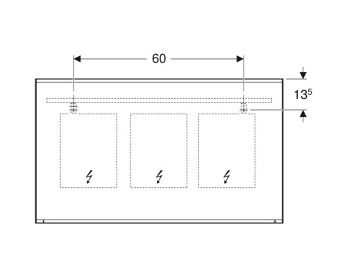 Schéma technique d''un meuble sous-lavabo avec dimensions