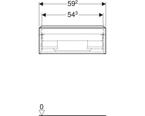 Technische Zeichnung eines Badezimmerschranks mit Maßangaben
