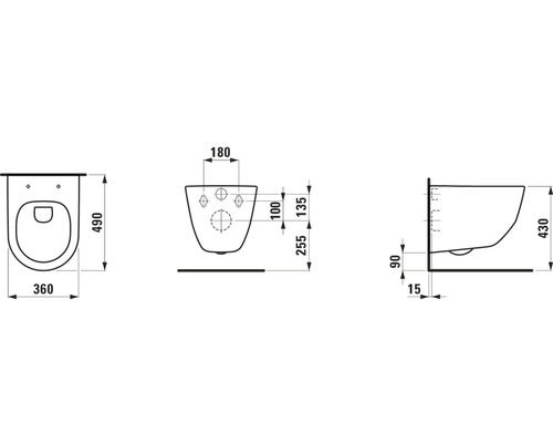 Dessin technique d''un WC suspendu avec dimensions