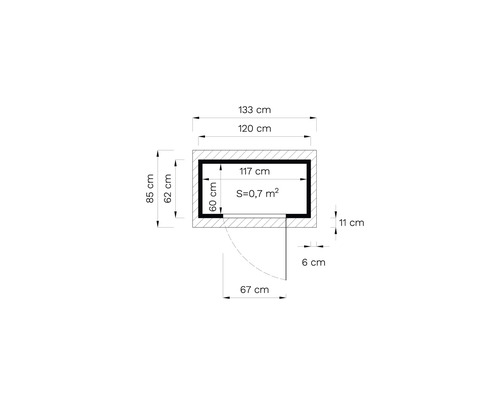 Plan avec les dimensions d''une pièce avec porte et fenêtre