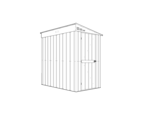 Illustration eines Gartenschuppens aus Metall