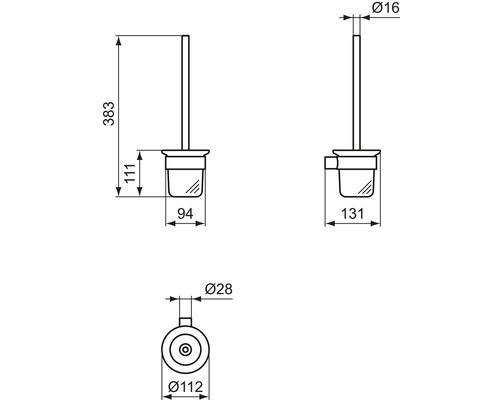 Dessin technique d''une brosse de toilette avec dimensions