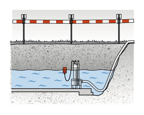Illustration d''une pompe immergée pour l''évacuation de l''eau dans un puits souterrain