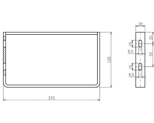 Dessin technique d''une étagère de douche avec indications de dimensions
