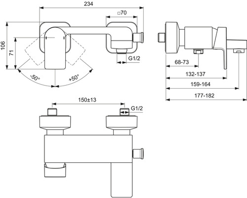 Schéma technique d''un robinet avec dimensions