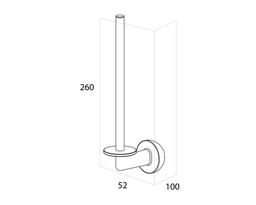Toilettenpapierhalter mit den Maßen 260 x 52 x 100 mm